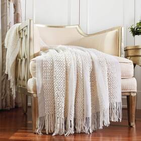 Crevent 711731909592 Farmhouse Knit Throw Blanket For Couch Sofa Chair Bed Home Decoration
