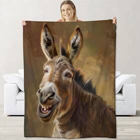 Cromcu Donkeybt40515015060 Funny Donkey Blanket For Kids Adults Fun Smiling Animal Art Flannel Blankets