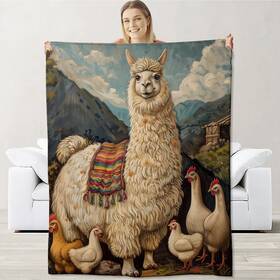 Llamabt40515015060 Cromcu Llama Blanket For Adults Girls Kids - Flannel Alpaca Throw Sofa Couch