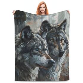 Wolfbt40411015060 Cromcu Wolf Blanket For Kids And Adults - Flannel Throw Sofa Couch Bed Soft