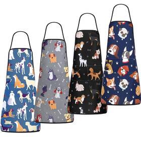 Cuffbow-aprons-bty5634564 Cuffbow 4 Pcs Dog Grooming Apron Puppy Pets With 2 Pockets Cute Ani