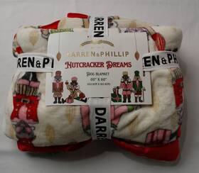 D-blk-xm25 Darren & Phillip And Dog Christmas Blanket Ac2 Nutcracker Dreams Size 60 Inch X60 Nwt