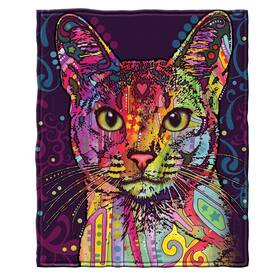 Dawhud Direct 810003851376 Colorful Cat Fleece Blanket For Bed 75 Inch X 90 Dean Russo Confid