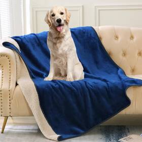 Uspet017 Daysu Waterproof Dog Blanket For Small Dogs - Soft Sherpa Fleece 40x50 Inches Navy