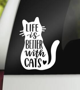 Db-0004 Decalbunny Life Is Better With Cats Decal L Cat Vinyl Mom Sticker Ca