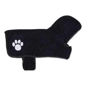 Camz14302 Design Imports Dii Black Embroidered Paw Small Pet Robe