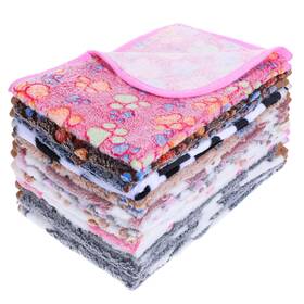 641936 Dimeho 1 Pet 12 Pcs Dog Blanket Paw Print Fleece Cat Soft Warm Sleep Mat Guine