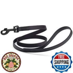 B09gs6svyk Dogline Biothane Waterproof Dog Leash - Strong Coated Nylon Webbing Black Hardw