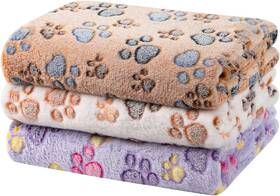 Dono 744759131805 1 Pack 3 Dog Blankets For Small Dogs Soft Fluffy Paw Print Pattern Fleece