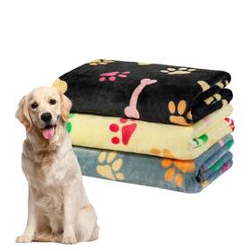 Dono 786290238964 1 Pack 3 Blankets For Dogs Soft Fluffy Paw Print Pattern Fleece Pet Blanket