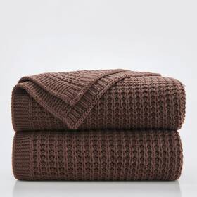 Douceur Jy01012401017 Brown Throw Blanket For Couch Soft Chunky Cable Knit
