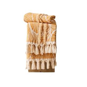 Dh002-leaves-y-tw Down Home Chenille Cotton Throw Blanket For Couch Lightweight Boho F