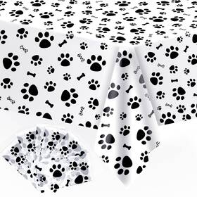 Sf-fhll-87 Duaiai 6 Pack Puppy Dog Pet Paw Print Tablecloth Large Size And Bone Sign