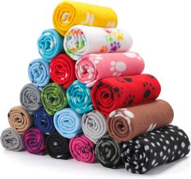 Eccliy 445019384391 20 Pcs Puppy Blanket Pet Soft Fleece Dog Blankets Warm Felt Throw Sleep M