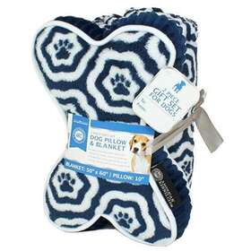 Akc9055blue Ehd Akc 60 Inch X50 Pet Blanket And 10 Pillow Set Warm Plush For Dogs Cats