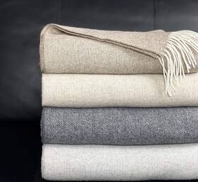 Als-mc-01 Eikei Wool Throw Blanket Geo Herringbone Pattern Oversized Couch Blanke