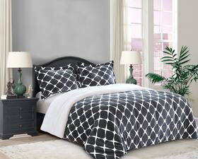 Elegant Comfort 18ec-bloom-sherpa-comf-cal 3-piece Luna Ogee Pattern Collection Reversible Sherpa Comfo