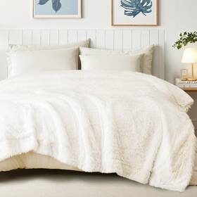 Exclusivo Mezcla Bk-pvr9090-wt Fuzzy Faux Fur Bed Blanket Queen Size Reversible Shaggy She