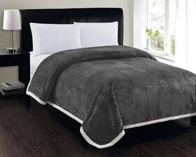 Faith Hope Love Home DÉ Cor 821711692281 Ultra Lush Queen Size Reversible Sherpa Corduroy Blanket 90 Inch X - Grey