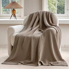 Fa-bla-c01 Faluca Cotton Muslin Reversible Blanket 50x60 Inches For Bed Couch Four Lay