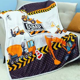 F0001 Famitile Flannel Truck Blanket Soft Fuzzy Construction Vehicles Throw For Bed Couch S