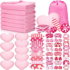 Wap-fanfanwin-1560 Fanfanwin 63 Pcs Spa Sleepover Party Supply 9 Fleece Blankets Fluffy Heart Throw Pill