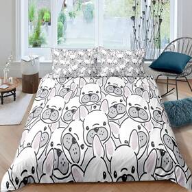 Sx21389wx2-twin Feelyou Dog Bedding Set French Bulldog Duvet Cover For Kids Boys Girls Cartoon Pet Do
