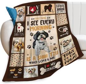 Jcw-8ygcq0vjcwu1 Feorafei Dog Blanket Cute Shih Tzu Pet Animal Print Throw Blankets 40 Inch X50