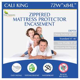 Fse-me-calk01 Four Seasons Essentials California King Size Mattress Protector Bed Bug Waterproof Zippered Cover - H