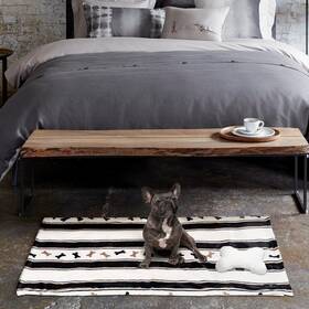 French Connection 646760193936 Modern Bone Stripes Dog Blanket With Sherpa Shaped Pil
