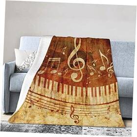 Funacola 708858724825 Throw Blanket 50 Inch X40 Small For Kids Piano Keys Musical Notes Music Vintage