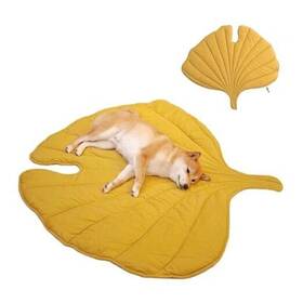 Ffdd00101 Funnyfuzzy Dog Blanket Mat For Dogs Cats 50 45 Inch Leaf Design Pet Blankets Ginkgo Yellow