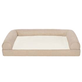 Furhaven Pet Products 914129842208 Plush And Performance Linen Orthopedic Sofa Bed For Dogs Cats - Flax Medium