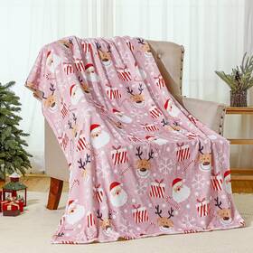Fuweave Fuweave-throws-4 50 X 60 Inches Pink Santa Christmas Throw Blanket Cute Soft Warm Ligh