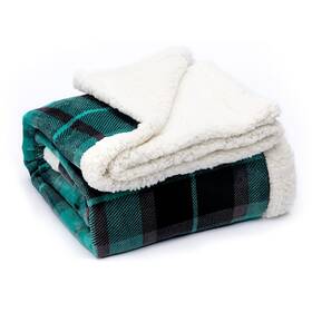 Gealaek 973113117469 Sherpa Throw Blanket Green Buffalo Plaid Fuzzy Soft Warm Cozy