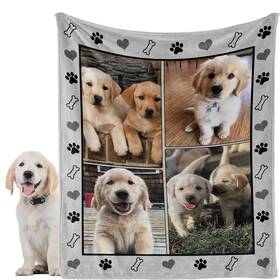 Glisterglow 856660399976 Personalized Dog Blanket Customized Pet Blankets With Name Picture Throw Bl