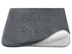 Glisterglow 856660413726 Personalized Dog Blanket With Name And Paw Prints Ultra Soft Flannel Custom B