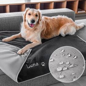 Gotags 850069103248 Dog Blanket Personalized With Name Water Resistant Custom Embroidered