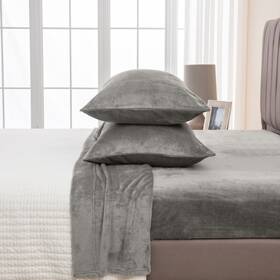 43397-49326 Great Bay Home Extra Soft Velvet Plush Queen Micro Fleece Sheet Set Deluxe