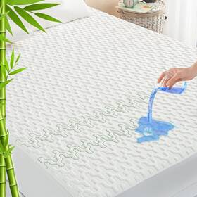 Grt 752859187820 Waterproof Rayon Bamboo Mattress Protector Cal King Size - 3d Air Fiber M