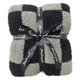 Gy 571278941809 Ultra Soft Checkered Blanket Black Cozy Buffalo Check Throw Fluffy Knitted Re