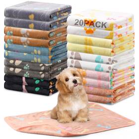 Qun-hahafelt-0434 Hahafelt 20 Pcs Puppy Blankets With Paw Print Soft Fluffy Fleece Pet Sleep Ma
