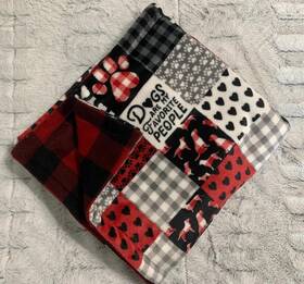 121l Handmade New Large 33 Inch X 57 Dogs Are My Favorite People Red-red Check Dog Fleece Blanket
