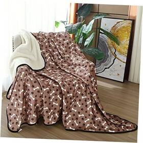 Happycare Textiles 810031414062 Sherpa Fleece Pet Blanket Furniture 80 L X 60 W White Bone And Brown
