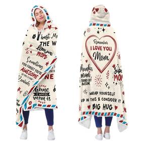 Kosobfoa04 Harunami Love Mom Sherpa Fleece Wearable Hooded Blanket I You Gifts