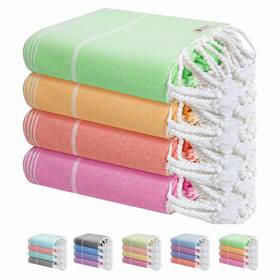 69878 Heirloom Comfort Multi Color Turkish Beach Towels 4 Pack Oversized 40 Inch X71 Sand Free Absorb