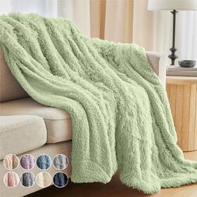 Hills Point Industries Llc 840029614044 The Connecticut Home Co. Throw Blanket For Couch 65 Inch X 50 Sage Shag