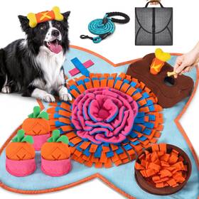 B0clrw1189 Homagico Snuffle Mat For Dogs And Cats 32 Inch X20 With Leash Squeaky Toys. Slow Feeder