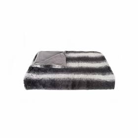 Homeroots Decor 354557 50 Inch X 70 Gray And White Faux Fur Striped Plush Throw Blanket