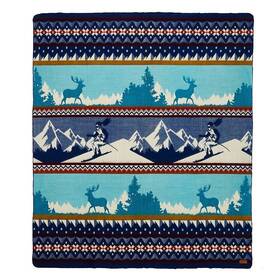 Homeroots Home Decor 512822739021 Queen Size Ultra Soft Blue Ski Mountain Handmade Woven Blanket